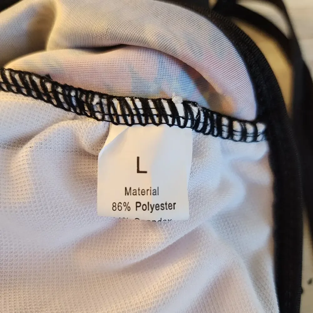 Two Piece Tankini Swimsuit with Mesh Overlay NWOT Size Large - Picture 6 of 12